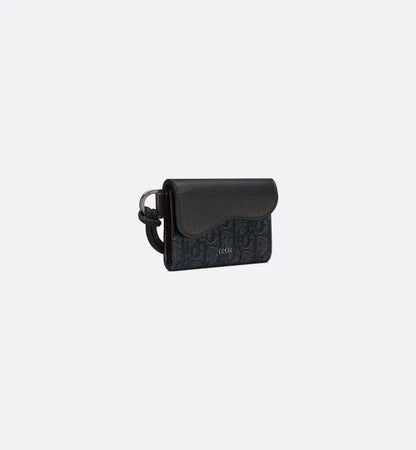 Dior Saddle Flap Card Holder Black