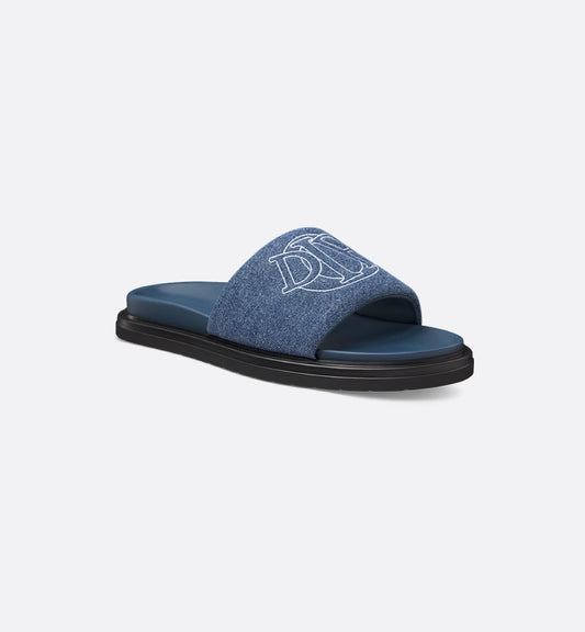 Dior Aqua Sandal Blue Quilted Denim