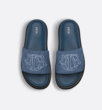 Dior Aqua Sandal Blue Quilted Denim