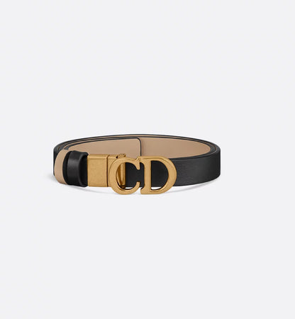 Dior Reversible Saddle Belt Black and Powder Beige Smooth Calfskin