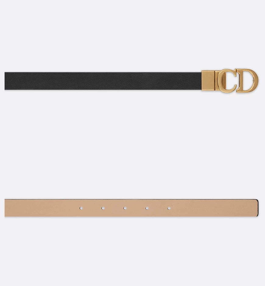 Dior Reversible Saddle Belt Black and Powder Beige Smooth Calfskin