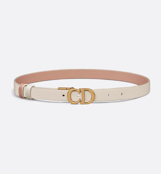 Dior Reversible Saddle Belt Rose des Vents and Dusty Ivory Smooth Calfskin