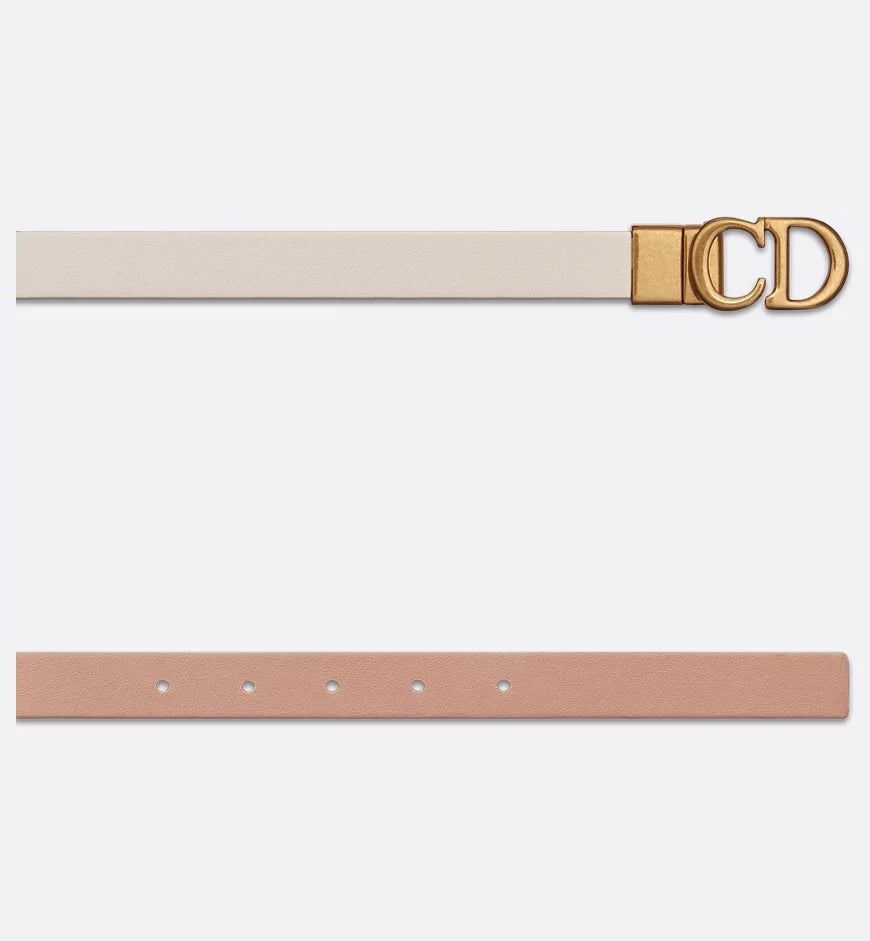 Dior Reversible Saddle Belt Rose des Vents and Dusty Ivory Smooth Calfskin