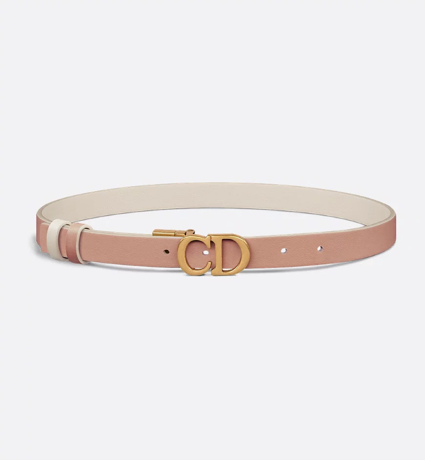 Dior Reversible Saddle Belt Rose des Vents and Dusty Ivory Smooth Calfskin