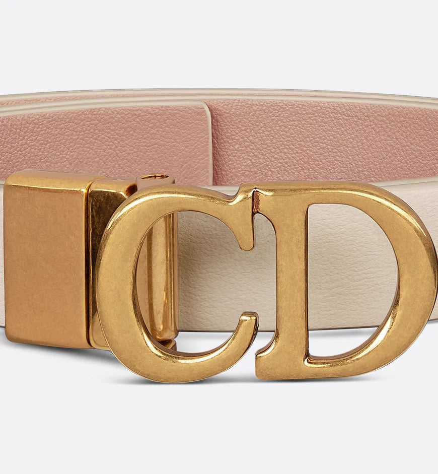 Dior Reversible Saddle Belt Rose des Vents and Dusty Ivory Smooth Calfskin