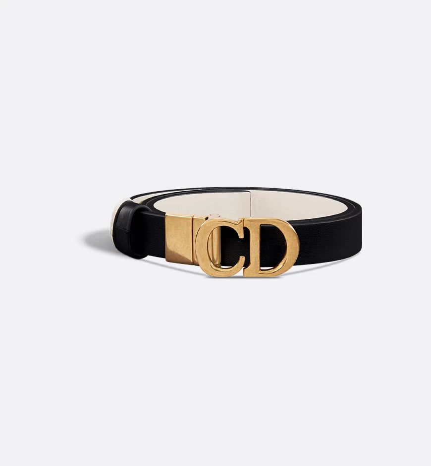 Dior Reversible Saddle Belt Black and Latte Smooth Calfskin