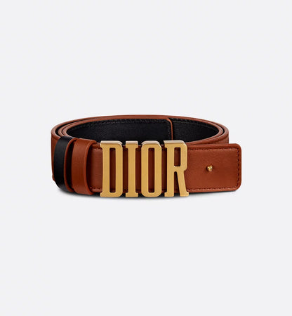 D-Fence Reversible Belt Golden Saddle and Black Smooth Calfskin