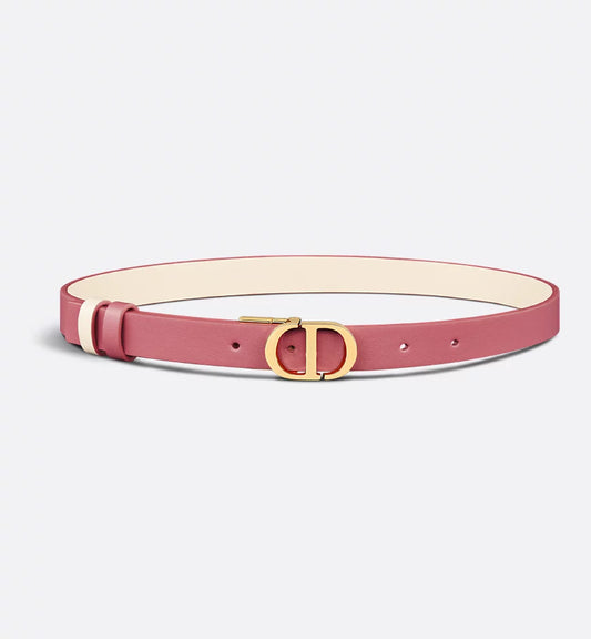 Dior 30 Montaigne Reversible Belt Deep Pink and Latte Smooth Calfskin