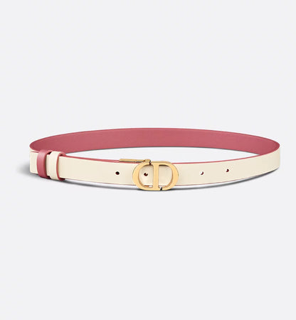 Dior 30 Montaigne Reversible Belt Deep Pink and Latte Smooth Calfskin