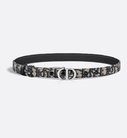 Dior 30 Montaigne Reversible Belt Blue Smooth Calfskin and Dior Oblique Jacquard