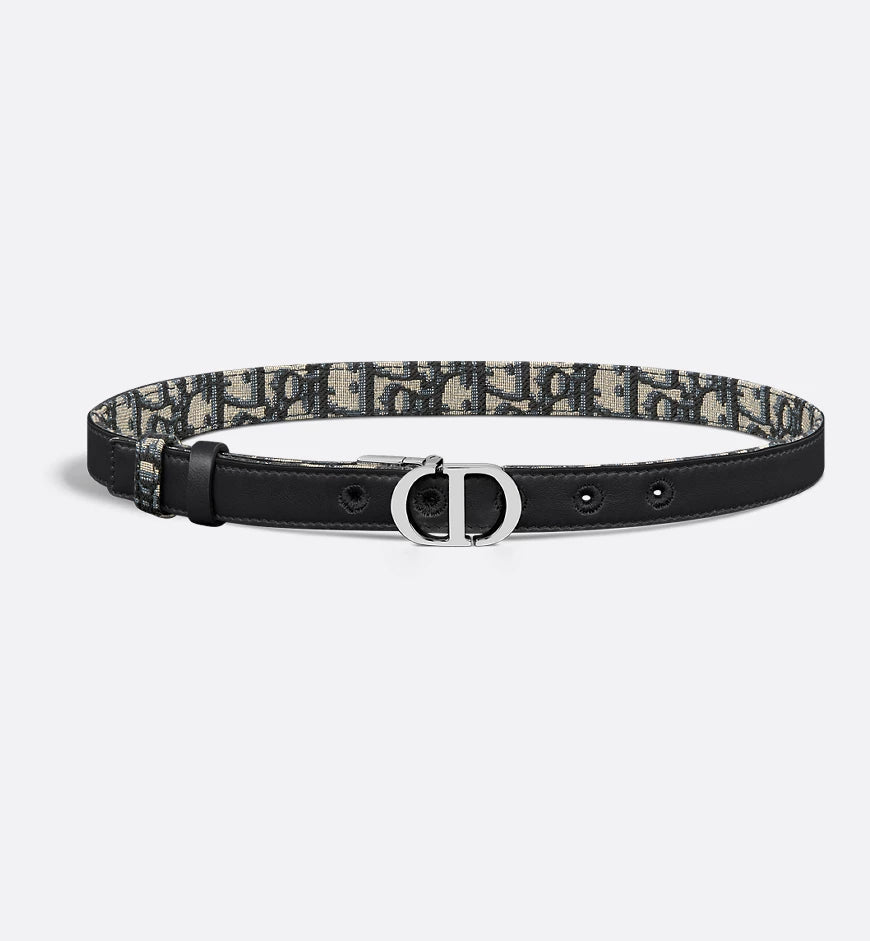 Dior 30 Montaigne Reversible Belt Blue Smooth Calfskin and Dior Oblique Jacquard