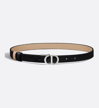 Dior 30 Montaigne Reversible Belt Black and Biscuit Smooth Calfskin