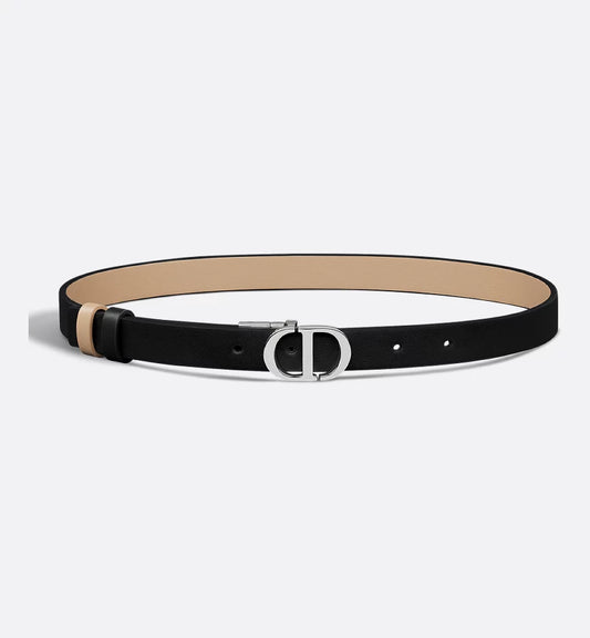 Dior 30 Montaigne Reversible Belt Black and Biscuit Smooth Calfskin