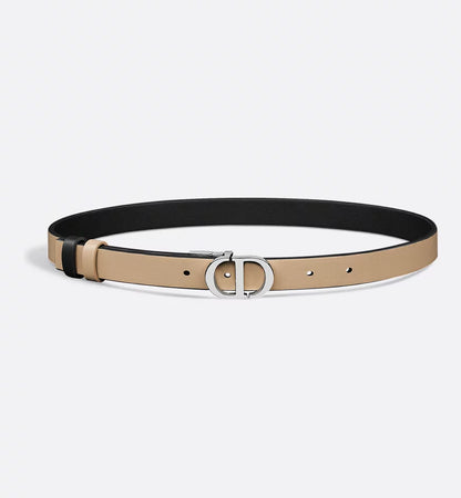 Dior 30 Montaigne Reversible Belt Black and Biscuit Smooth Calfskin