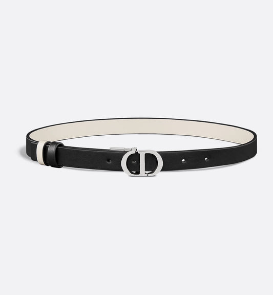 Dior 30 Montaigne Reversible Belt Black and White Smooth Calfskin