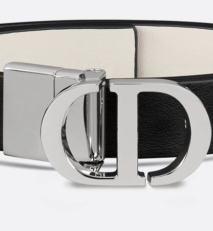 Dior 30 Montaigne Reversible Belt Black and White Smooth Calfskin