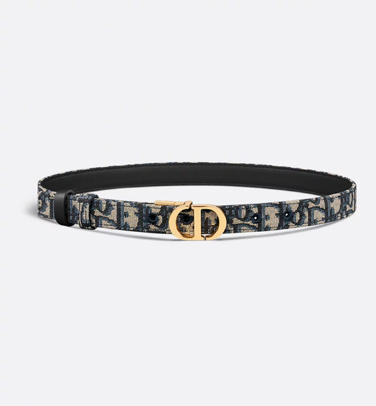 Dior 30 Montaigne Reversible Belt Blue Smooth Calfskin and Dior Oblique Jacquard