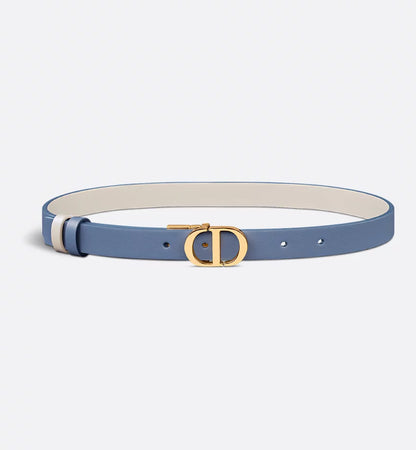 Dior 30 Montaigne Reversible Belt Denim Blue and Latte Smooth Calfskin