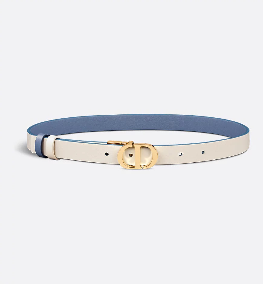 Dior 30 Montaigne Reversible Belt Denim Blue and Latte Smooth Calfskin