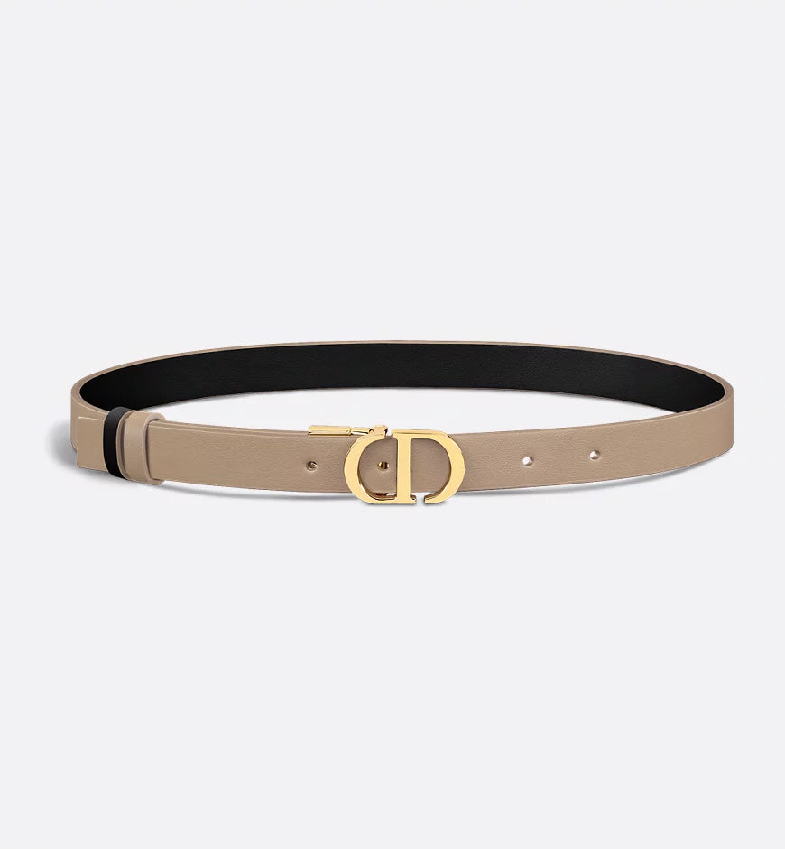 Dior 30 Montaigne Reversible Belt Hazelnut and Black Smooth Calfskin