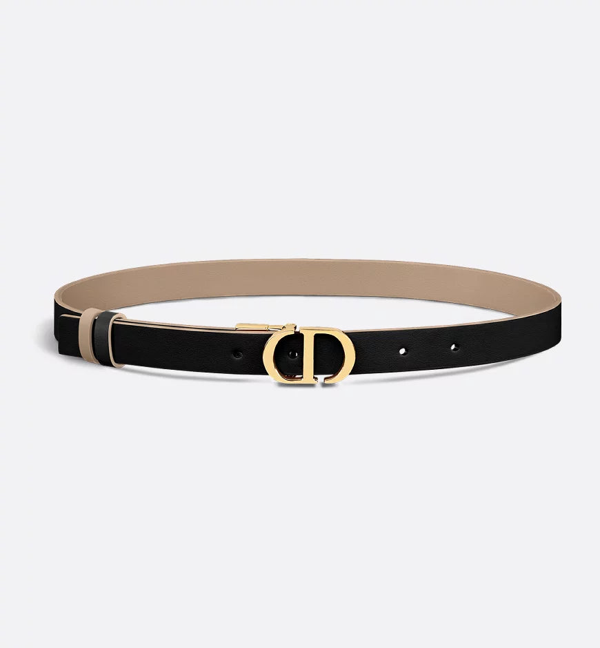 Dior 30 Montaigne Reversible Belt Hazelnut and Black Smooth Calfskin