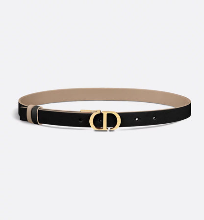 Dior 30 Montaigne Reversible Belt Hazelnut and Black Smooth Calfskin