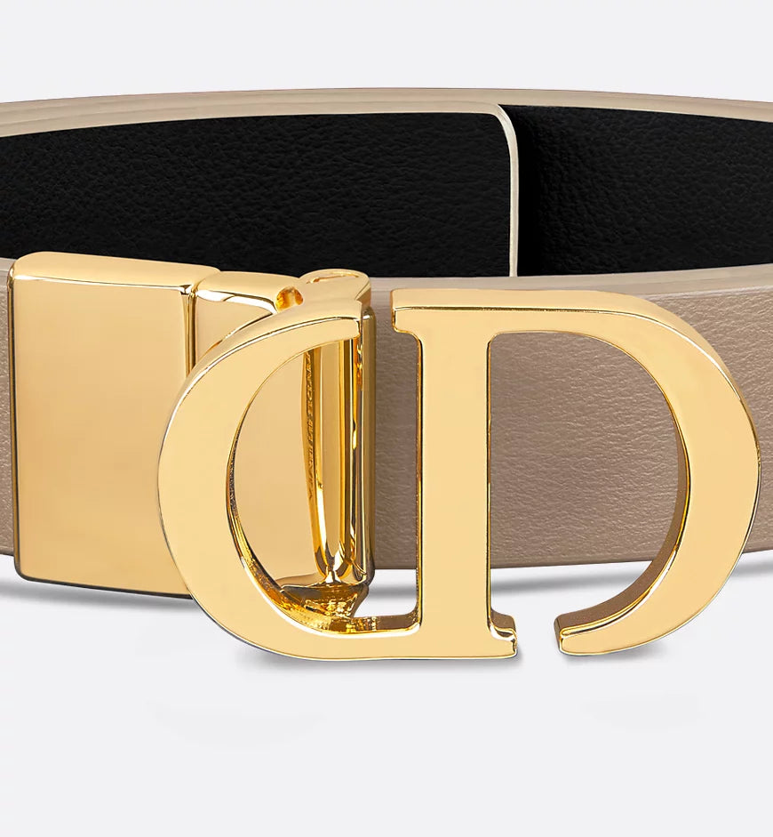 Dior 30 Montaigne Reversible Belt Hazelnut and Black Smooth Calfskin