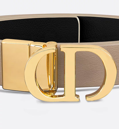 Dior 30 Montaigne Reversible Belt Hazelnut and Black Smooth Calfskin