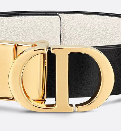 Dior 30 Montaigne Reversible Belt Black and Latte Smooth Calfskin