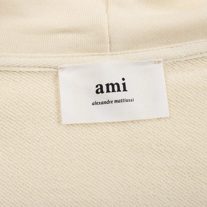 Ami Paris Hoodie Zip Up Beige