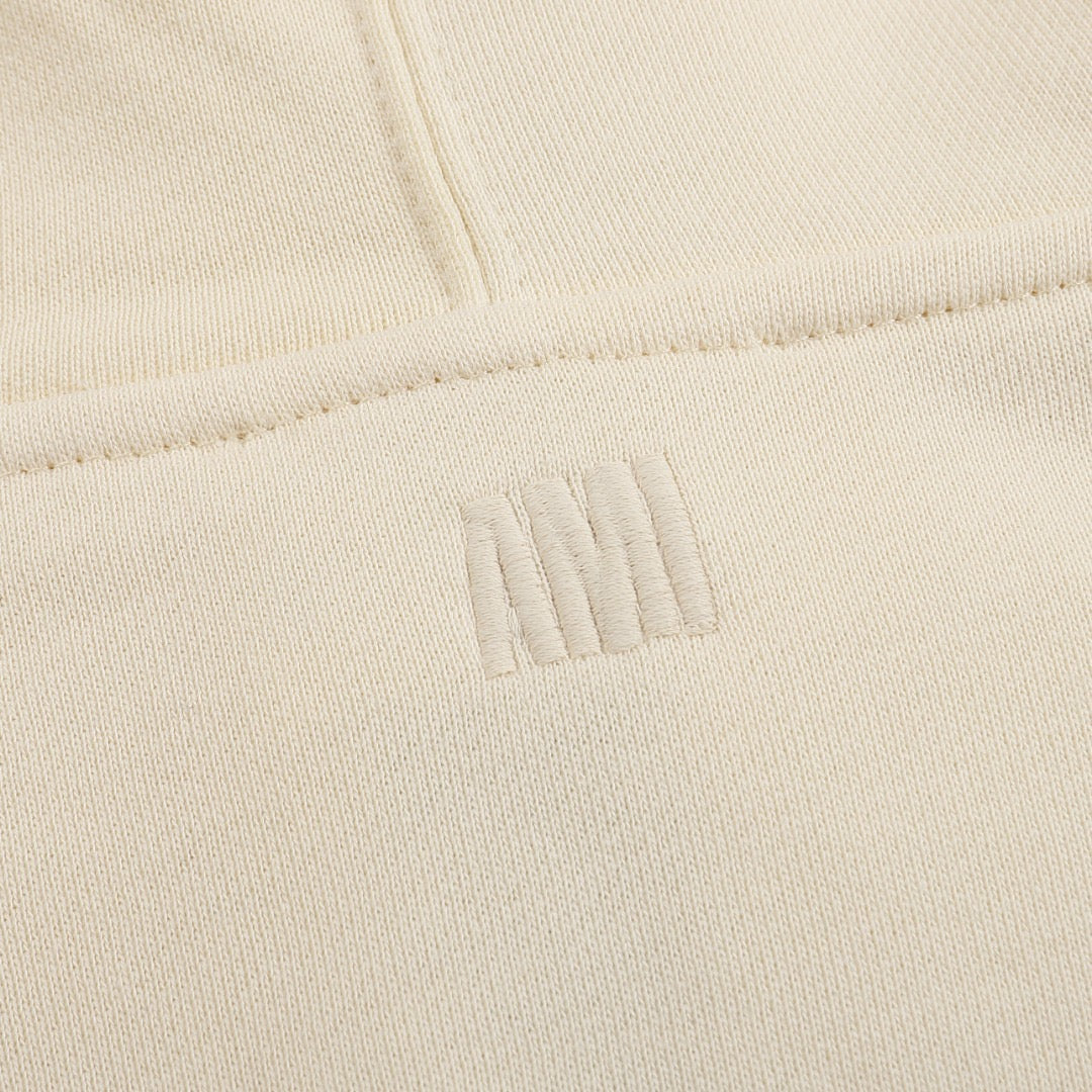 Ami Paris Hoodie Zip Up Beige