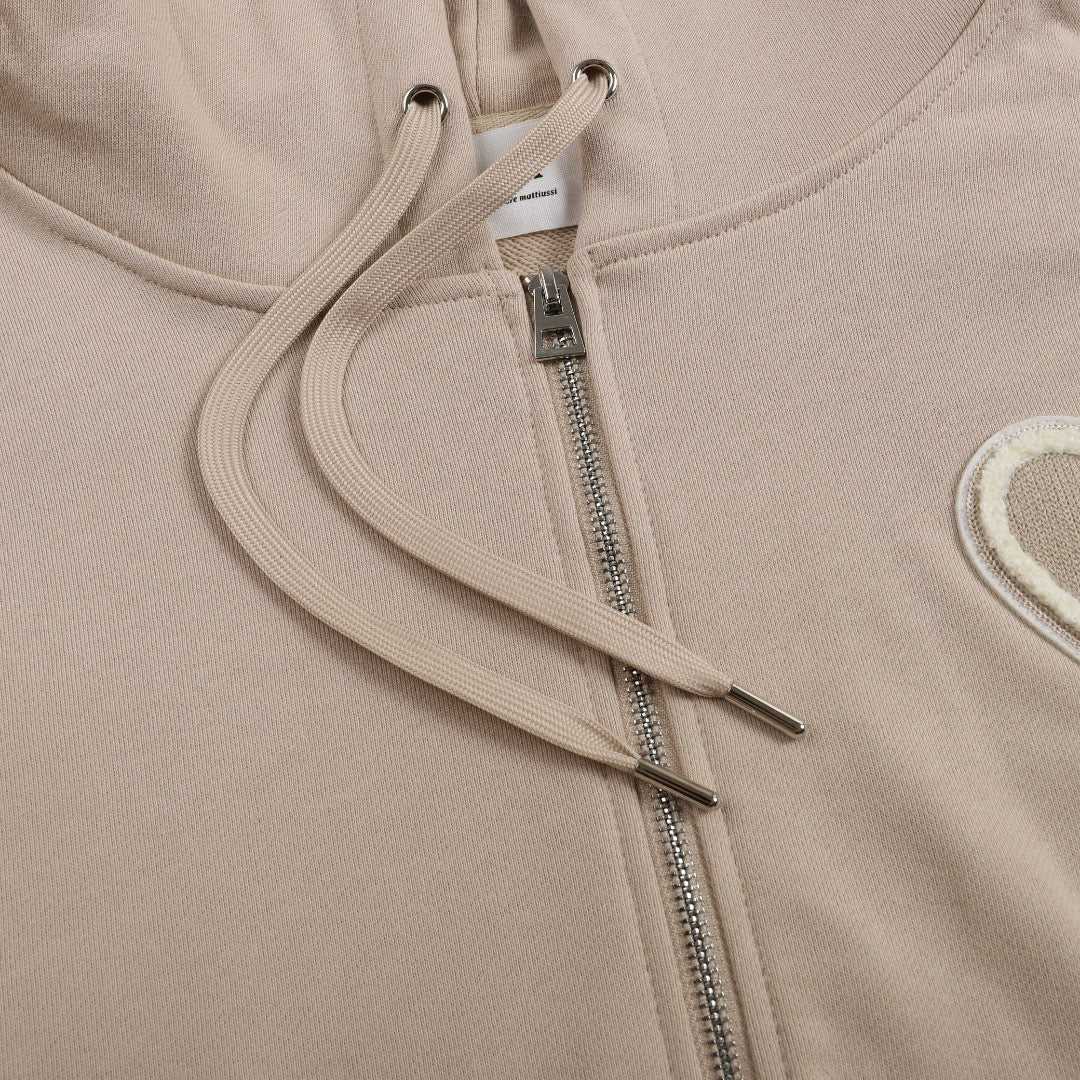 Ami Paris Hoodie Zip Up Brown