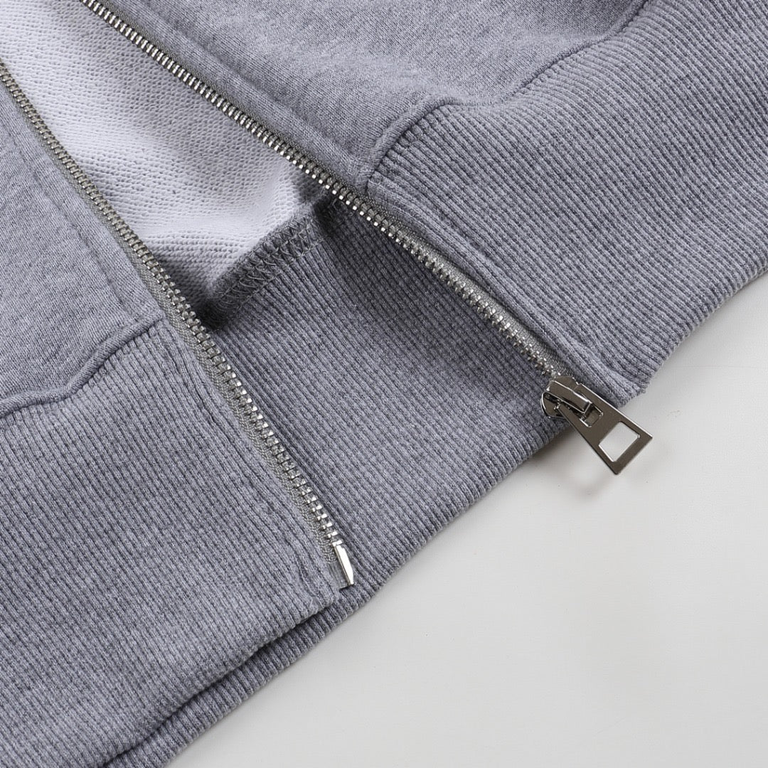 Ami Paris Hoodie Zip Up Grey