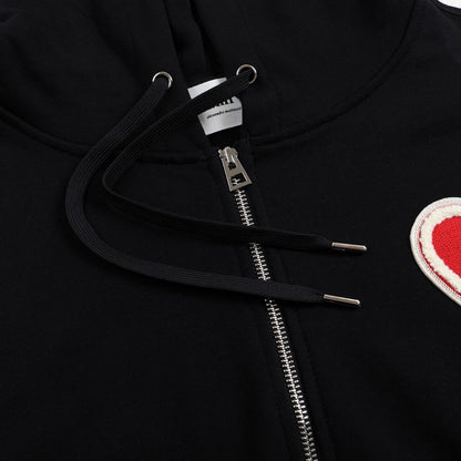 Ami Paris Hoodie Zip Up Black/Red Logo