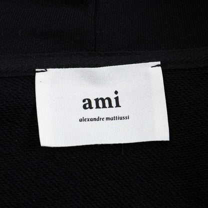 Ami Paris Hoodie Zip Up Black/Red Logo