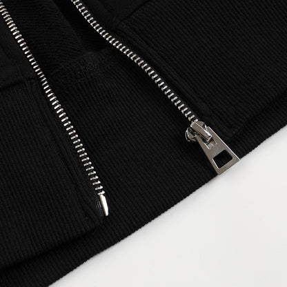 Ami Paris Hoodie Zip Up Black/White Logo