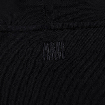 Ami Paris Hoodie Zip Up Black/White Logo