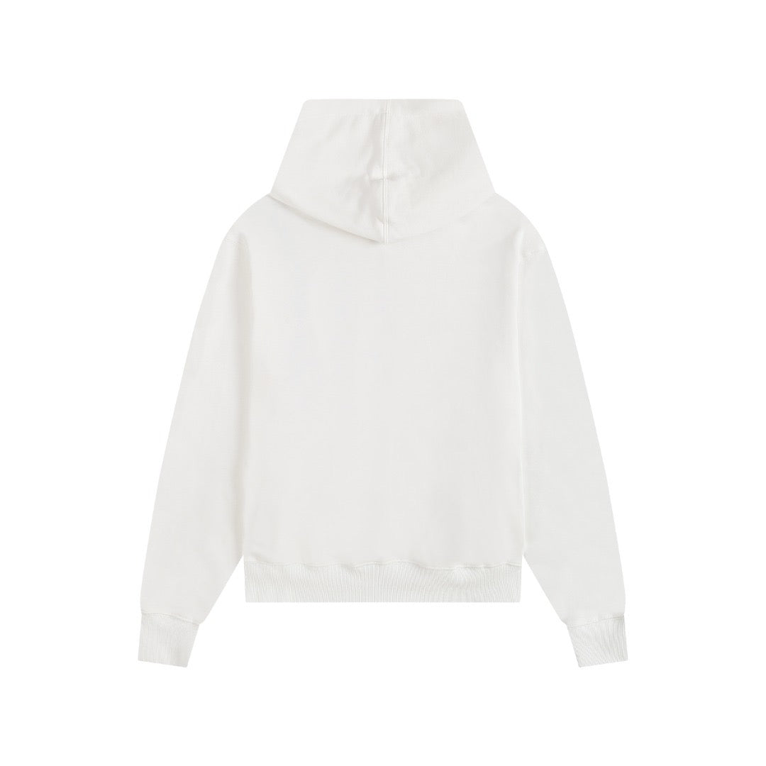 Ami Paris Hoodie Zip Up White/Red Logo