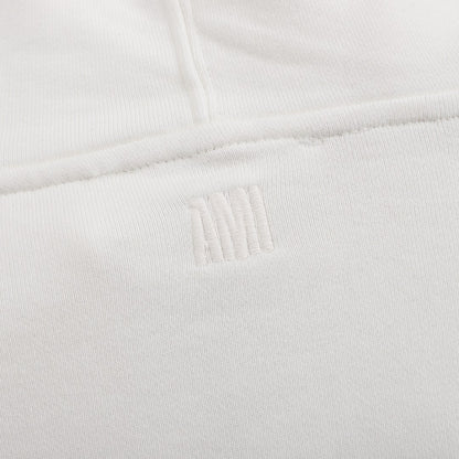 Ami Paris Hoodie Zip Up White/Red Logo