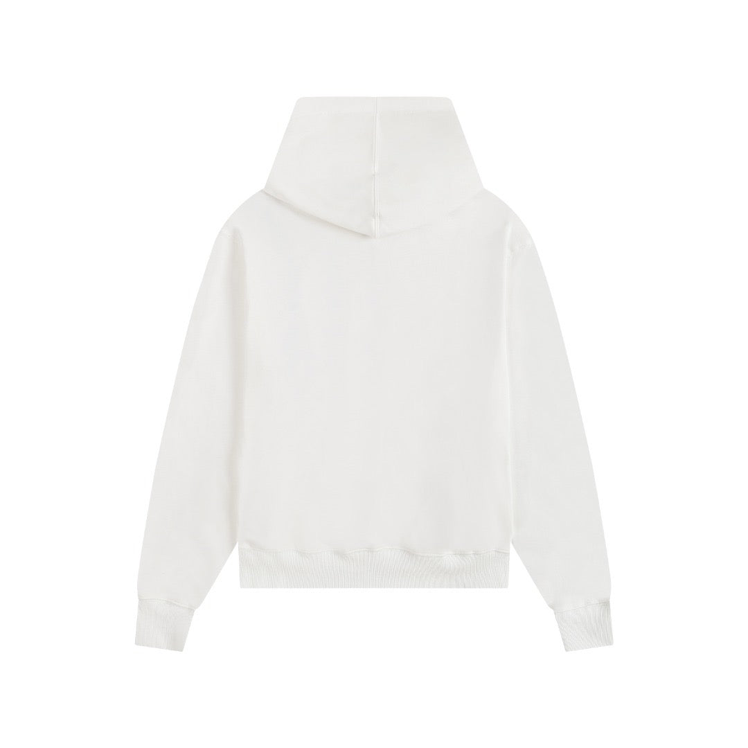 Ami Paris Hoodie Zip Up White/Black Logo