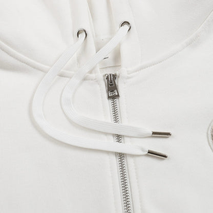 Ami Paris Hoodie Zip Up White/Black Logo