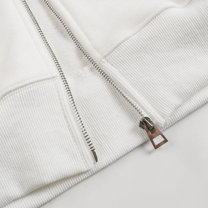 Ami Paris Hoodie Zip Up White/Black Logo