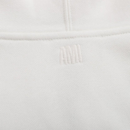 Ami Paris Hoodie Zip Up White/Black Logo