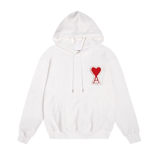 Ami Paris Hoodie White/Red Logo