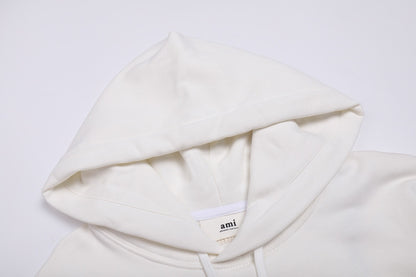 Ami Paris Hoodie White/Red Logo