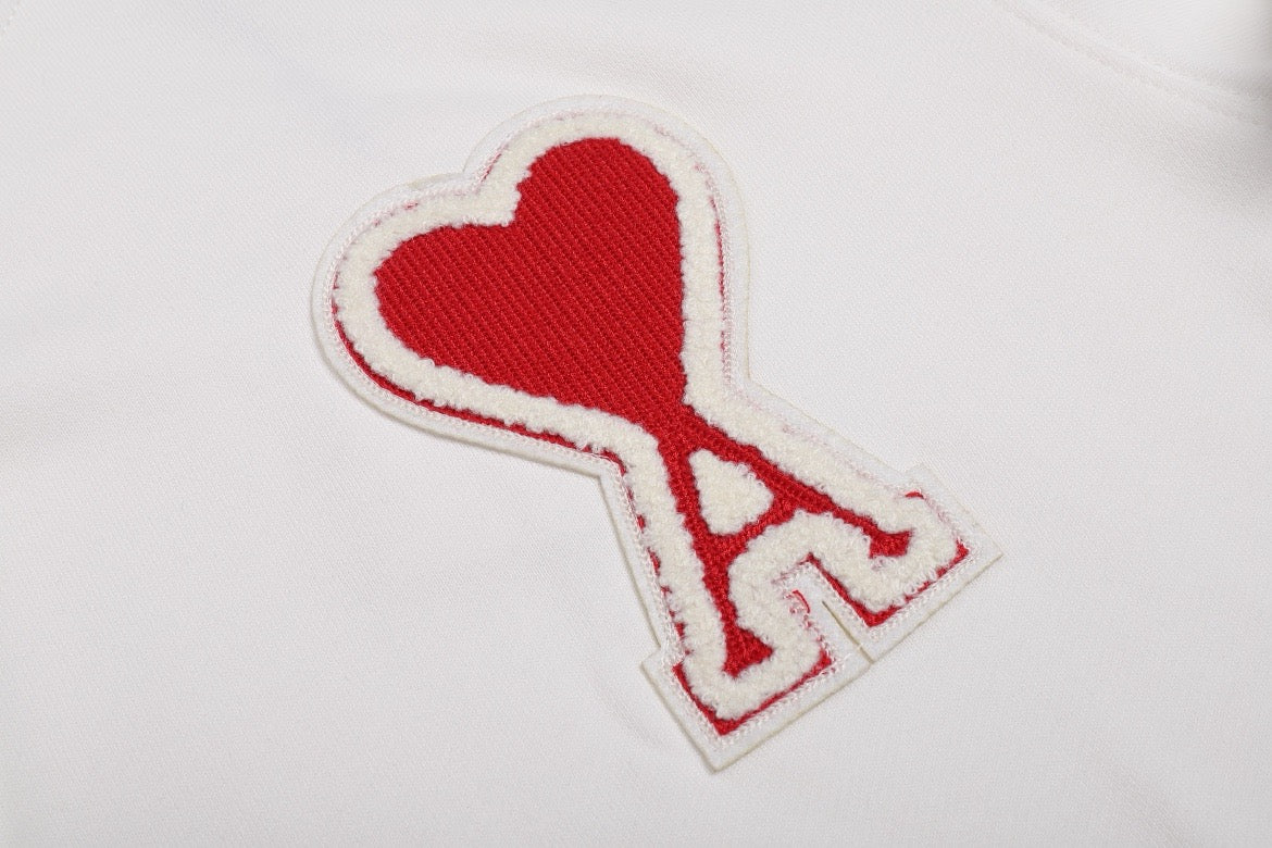 Ami Paris Hoodie White/Red Logo