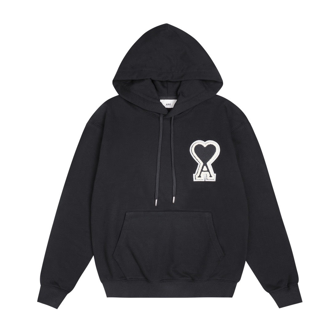 Ami Paris Hoodie Black/Black&White Logo