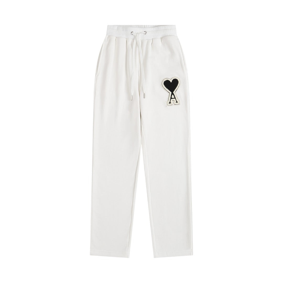 Ami Paris Pants White/Black Logo