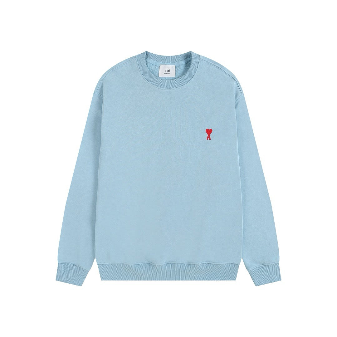 Ami Paris Sweatshirt Petite Logo Sky Blue