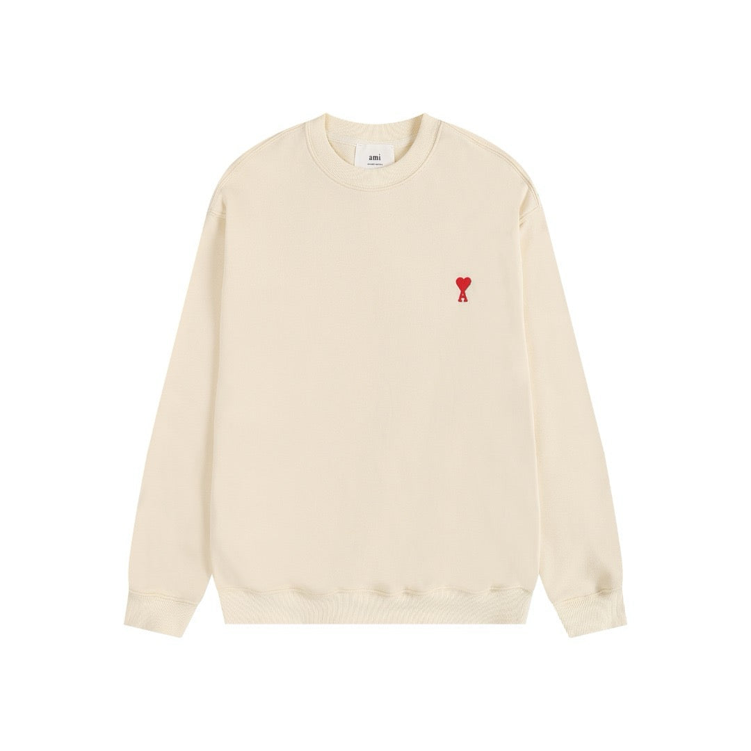 Ami Paris Sweatshirt Petit Logo Beige